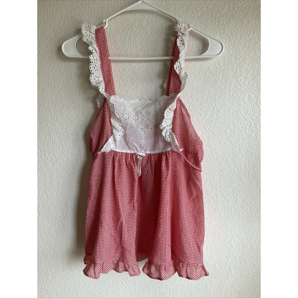 Vintage Ruffle Red Gingham Berkleigh Juniors‎ Blouse Size 13 Cottage Fairy